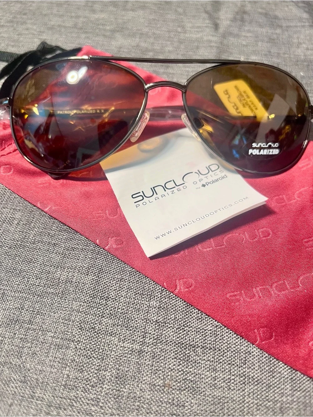 SUNCLOUD Men’s Polarized Aviator Sunglasses Brown Lenses Black Frame